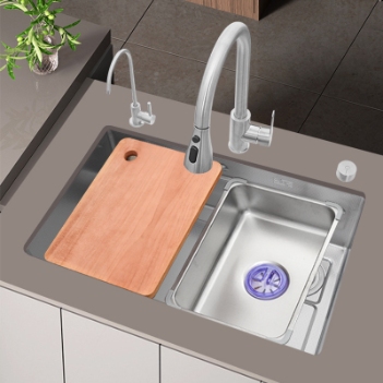 台下盆不锈钢水槽，展示正面外观